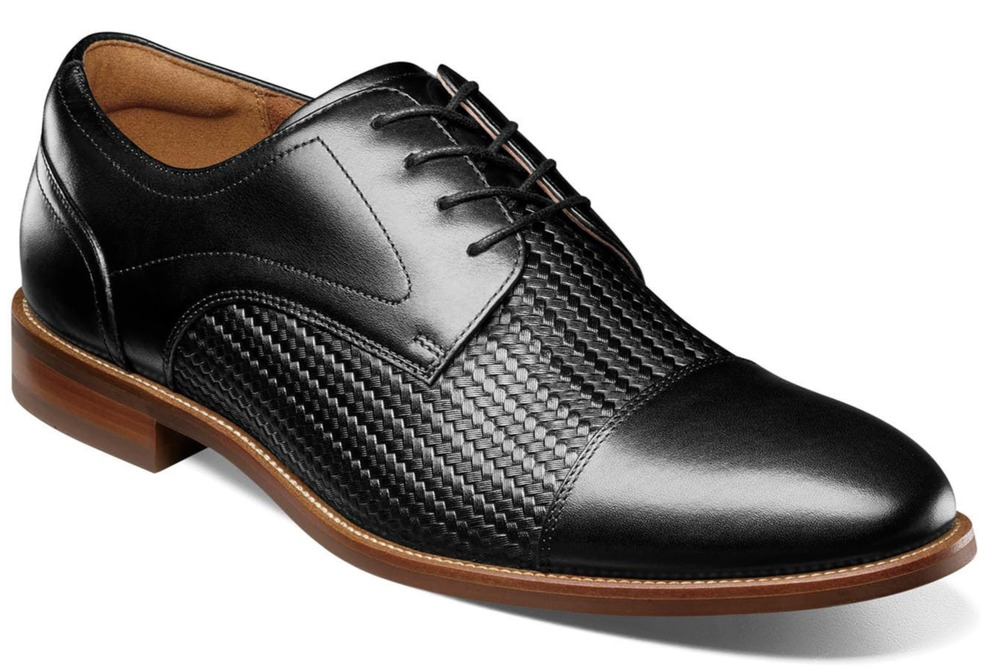 Florsheim Rucci Weave Cap Toe Oxford Men's Oxford Black leather 8.5 M